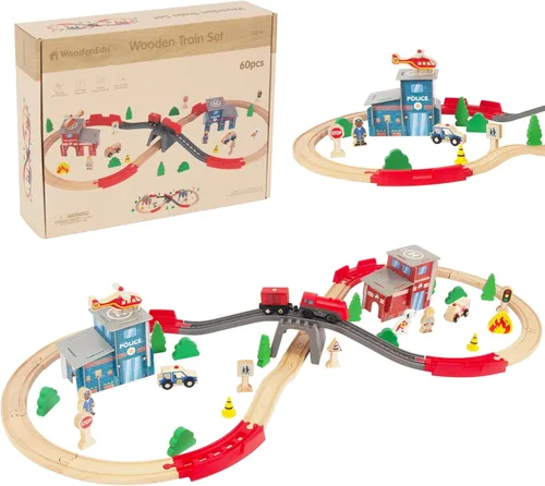 Miniatura 8 de Conjuntos de Trenes de Madera para Niños Pequeños, 12 Piezas de Juguetes de Tren Magnéticos Compatibles con Brio, Thomas, Melissa y Doug, para Niños