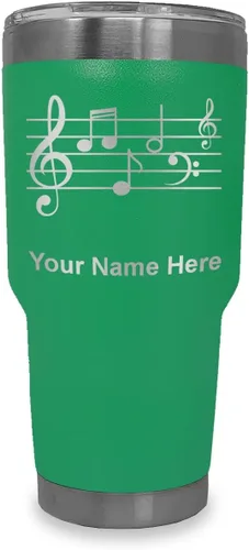 Miniatura 28 de LaserGram Vaso aislado al vacío de 20 onzas, personal de música, grabado personalizado incluido (negro)