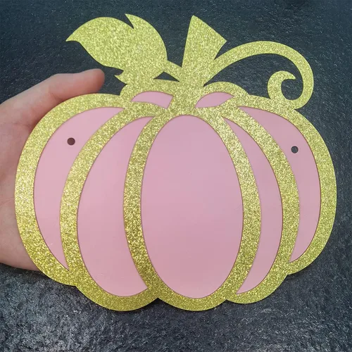 Miniatura 7 de Cartel dorado con purpurina de una pequeña calabaza y decoración para tartas, decoraciones de baby shower para niñas, suministros de fiesta