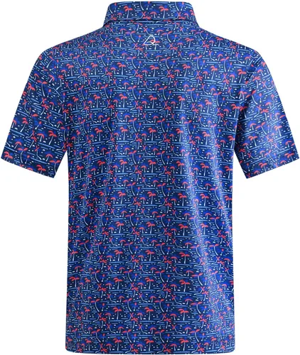 Miniatura 30 de DEOLAX Camisa de golf para hombre, con estampado de moda, atlética, de manga corta, clásica, casual, ajuste seco, suave, para hombres