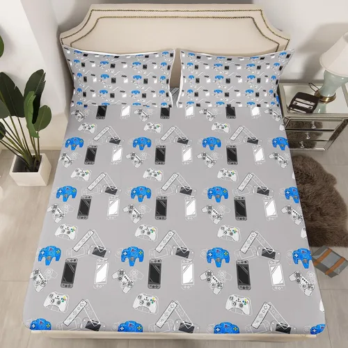 Miniatura 49 de Erosebridal Sábana bajera ajustable con la bandera estadounidense, sábanas de fútbol para niños, juego de ropa de cama de fútbol individual, juego