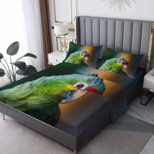 Miniatura 8 de Bald Eagle - Juego de sábanas de tamaño individual, sábanas de pájaros, sábanas y fundas de almohada estampadas de 3 piezas, sábana bajera ajustable