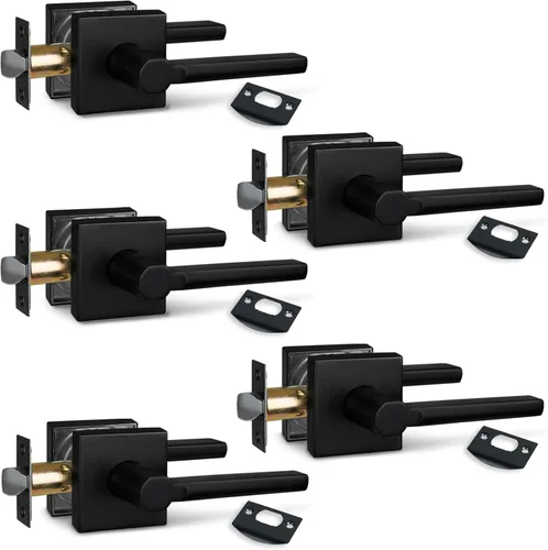 Miniatura 71 de NEWBANG Palanca de puerta de cama/baño para privacidad Baño e interior Manija de cerradura de puerta en negro mate envejecido, HD1601-DB-BK-1P