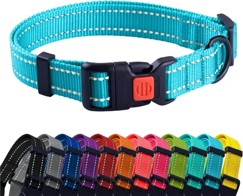 Miniatura 43 de CollarDirect Collar reflectante para perro o cachorro pequeño, mediano y grande con hebilla de liberación rápida, para machos y hembras, nailon Rojo