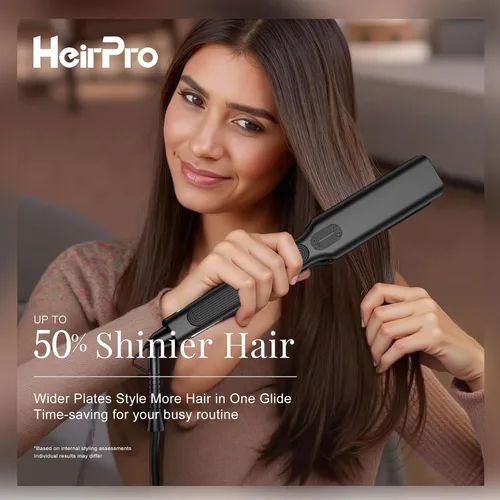 Miniatura 2 de Plancha de cerámica con placa flotante 3D, plancha de pelo con 15 temperaturas para cabello grueso, mango ergonómico de silicona, pantalla LCD, Negro