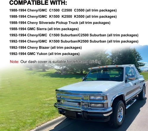 Miniatura 3 de Yiz Alfombra de Cubierta para Tablero de Chevy Chevrolet Silverado/GMC Sierra C1500 C2500 C3500 K1500 K2500 K3500 Camioneta Pickup 1988-1994, 88-94