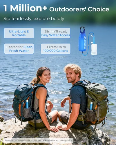 Miniatura 2 de Waterdrop Filtro de agua de gravedad, portátil, purificador de agua para supervivencia, campamento, senderismo, mochila y preparación de emergencia