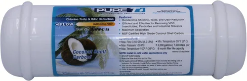 Miniatura 8 de PureT Filtro compacto poscarbono en línea de 2 x 6 pulgadas con conexión roscada NPT de 1/4 pulgadas - Filtro de pulido GAC para sistemas de ósmosis