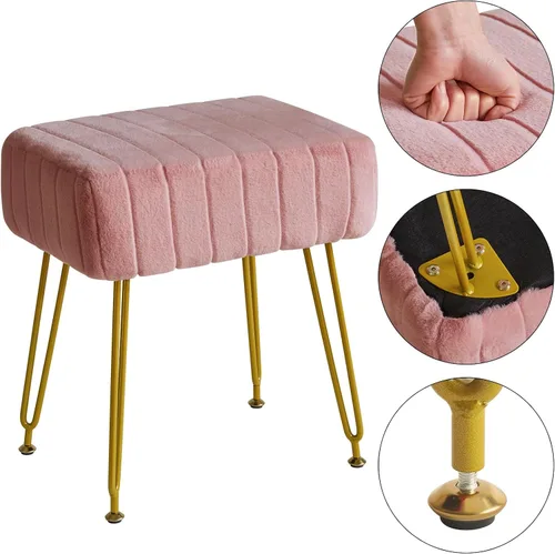 Miniatura 7 de IBUYKE Reposapiés Otomano Rectangular de Terciopelo, Taburete de Tocador de Maquillaje Mesa Auxiliar, Asiento de Mesa de Tocador de Terciopelo, Rosa