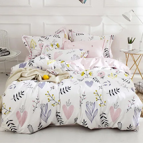 Miniatura 62 de Juego de funda de edredón blanca con estampado floral azul, juego de ropa de cama de algodón suave estilo bohemio, juego de ropa de cama estética