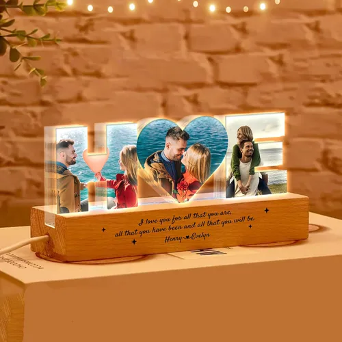 Miniatura 4 de Luz nocturna LED personalizada con collage de fotos, foto personalizada con cualquier cita y nombre, Navidad, amistad, regalos de cumpleaños