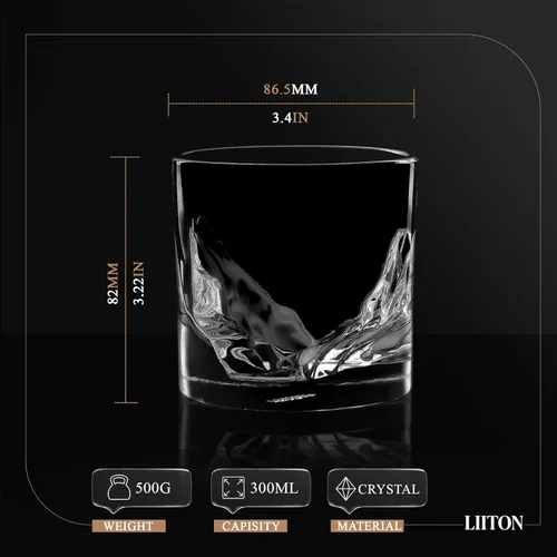 Miniatura 2 de LIITON Grand Canyon - Juego de regalo de 4 vasos de whisky de cristal pesado, vaso de bourbon grueso congelable de 1 libra cada uno, regalos