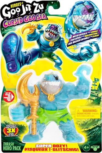 Miniatura 2 de Heroes of Goo Jit Zu Cursed Goo Sea Súper viscoso, paquete de héroes de figuras de acción de juguete lleno de goo Thrash con cara que cambia
