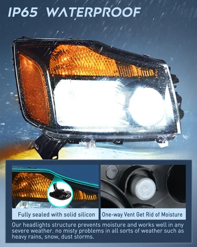 Miniatura 4 de Ensamble de faros Nilight Compatible con 2004 2005 2006 2007 2008 2009 2010 2011 2012 2013 2014 2015 Nissan Titan Armada Faros de Repuesto Carcasa