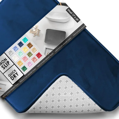 Miniatura 123 de Clara Clark tapete para baño, regadera o tina, de gomaespuma, negro, antiderrapante Azul claro