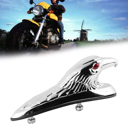 Miniatura 3 de Qiilu Adorno de capucha de repuesto, 0.236 in, tamaño de pernos, cromado, aluminio, estatua de cabeza de águila apta para Kawasaki/ Suzuki/Honda/Etc