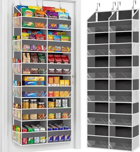 Organizador para colocar sobre la puerta de 6 niveles, almacenamiento extra grande detrás de la puerta de 12 compartimentos, capacidad de peso de 80