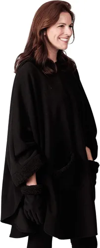 Miniatura 2 de Abrigo con capucha para mujer con ribete de sherpa con guantes a juego, colección de invierno, talla única