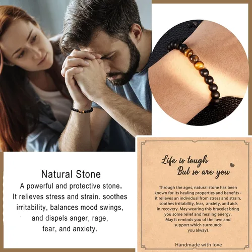 Miniatura 15 de HGDEER Regalos Get Well Soon, pulsera de amatista de piedra natural para mujeres y hombres