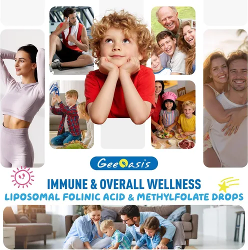 Miniatura 7 de Gotas de ácido folínico líquido y metilfolato para niños, suplemento de ácido fólico con B12 metilado para mujeres, con citrato de zinc, vitamina B6