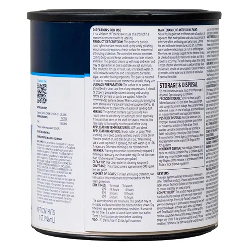 Miniatura 2 de TotalBoat JD Select Pintura antiincrustante ablativa para el fondo de barcos de fibra de vidrio, madera y acero, (negro, cuarto de galón)