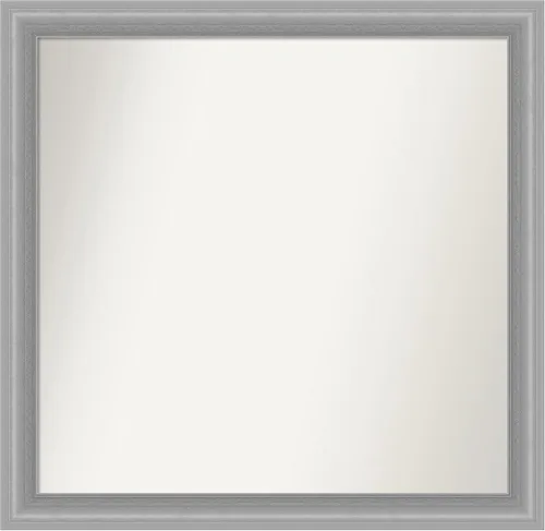 Miniatura 477 de Amanti Art Espejo de baño plateado para sobre el fregadero, 24 x 24 pulgadas, espejo cuadrado de peltre forjado a medida, marco de madera casual