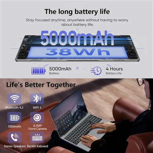 Miniatura 6 de Computadora portátil para juegos, computadora portátil con Twin Lake N150, tapa superior con 16 GB DDR4 1TB SSD, 15.6 pulgadas IPS 1080P, teclado