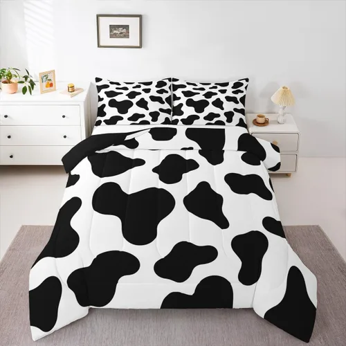 Miniatura 41 de Erosebridal Juego de edredón con estampado de leopardo, tamaño individual para niños, edredón de guepardo occidental, negro y gris, juego de ropa