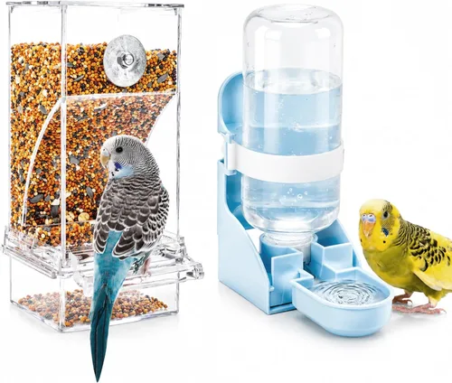 Miniatura 9 de Rypet Comedero Automático para Pájaros Sin Desorden Contenedor de Comida Transparente Jaula Comedero de Acrílico para Loros Accesorios para Pájaros