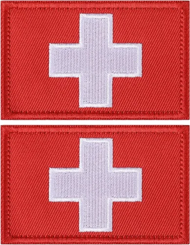 Miniatura 13 de LIVANS Medic Cross Morale Patch, parche médico blanco de primeros auxilios, parches tácticos de gancho y bucle EMT, 2 paquetes para mochilas Rojo