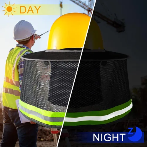 Miniatura 2 de SATINIOR 4 unidades de sombrero duro para sombrero de alta visibilidad, visera de sol y polaina para el cuello, bandana con tira reflectante, Negro