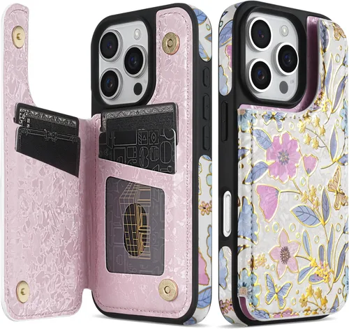 Miniatura 20 de NNH Funda tipo cartera compatible con iPhone Xs Max con bloqueo RFID, ranuras para tarjetas, folio de piel sintética, función atril, doble cierre