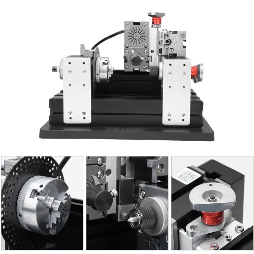 Mini torno de 12000 RPM 60 W, 12 V CC 5A de alta potencia de alta potencia máquina de fresado de engranajes de metal Herramienta de fresado