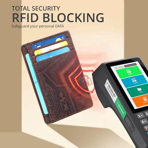 Miniatura 5 de Oak Leathers Leather Slim Minimalist Wallet for Men & Women RFID Front Pocket Leather Card Holder Wallets