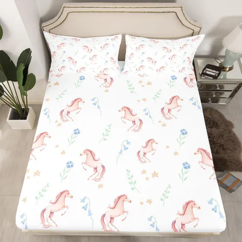 Miniatura 21 de Erosebridal Happy Camping - Sábana bajera ajustable individual para niños, diseño de animales del bosque del bosque, para bebés, niños y niñas