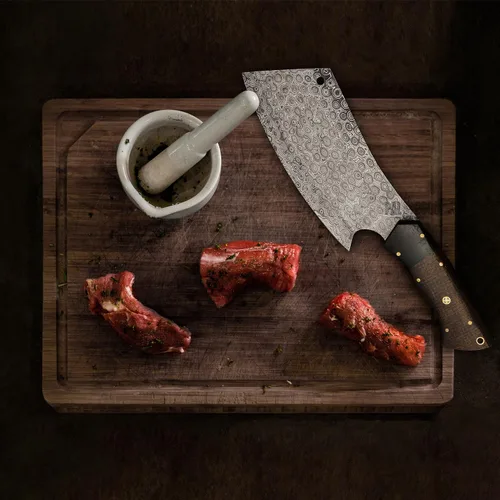 Miniatura 5 de Cuchillo de acero de Damasco hecho a mano de 12 pulgadas Chopper Edc - Cuchilla con funda - Mppn-8667