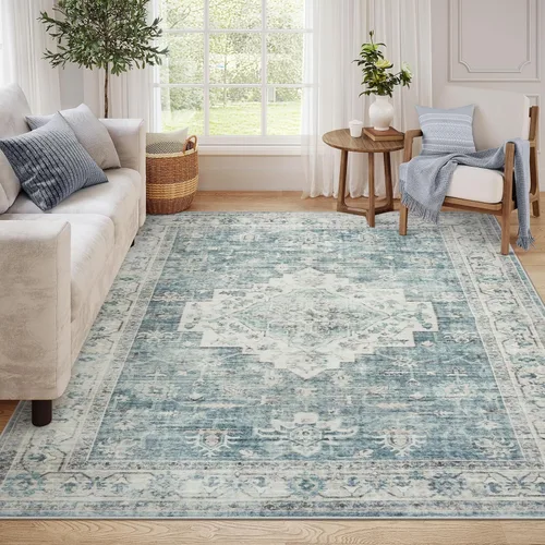 Miniatura 42 de LIVEBOX Alfombra lavable de 5 x 7 pies, para sala de estar, dormitorio, antideslizante, estilo bohemio, para interiores, para comedor, oficina