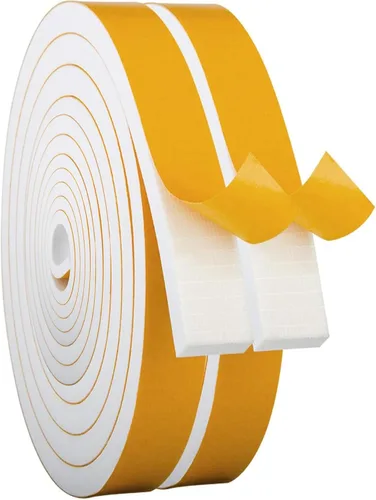 Miniatura 28 de Burlete de cinta de espuma autoadhesiva blanca para puertas y ventanas de 1 pulgada × 3/4 pulgada × 13 pies, tira de sellado de espuma de alta Blanco