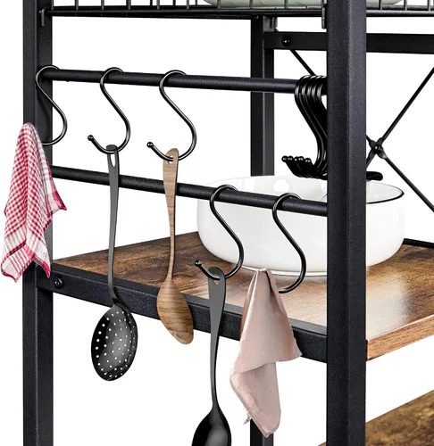 Miniatura 6 de Topeakmart Estante de cocina de 3 niveles para horno de microondas, carrito de almacenamiento, estación de trabajo, estante rústico marrón