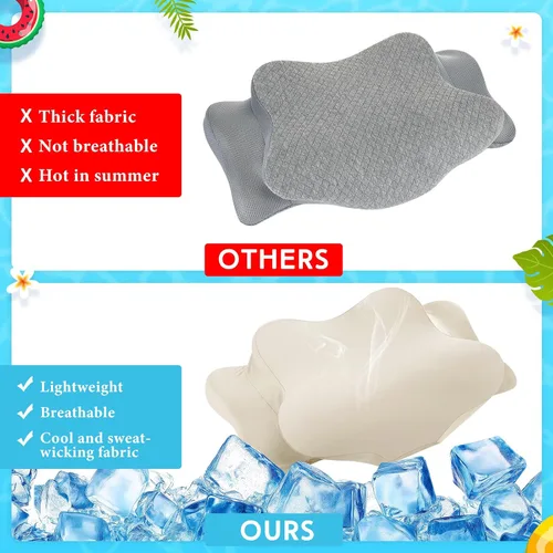 Miniatura 3 de Hahafelt Funda de almohada refrescante para el cuello cervical (solo funda de almohada) Funda de almohada ergonómica con cremallera, funda