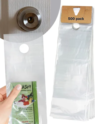 TidyFriend - Bolsas de plástico para colgar puertas de 6 x 19 pulgadas (paquete de 500), bolsas transparentes para colgar puertas que protegen