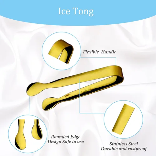 Miniatura 3 de 15 pinzas pequeñas para servir, pinzas de metal de acero inoxidable dorado, pinzas pequeñas de azúcar de 4.25 pulgadas, mini pinzas de cocina
