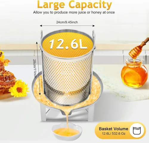 Miniatura 2 de Extractor de prensa de miel, prensa de miel de frutas grandes, extractor de cera de abejas, máquina de apicultura, máquina de prensa manual de miel
