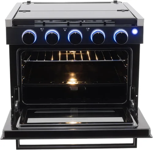 Miniatura 8 de Estufa RecPro RV Negra Rango de gas de 17" de alto Tres quemadores de 6500 y 8000 BTU Horno de 7100 BTU con capacidad de 1.24 pies cúbicos