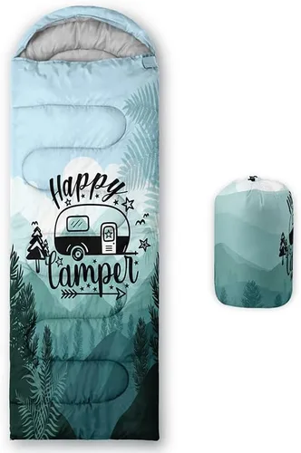 Miniatura 11 de Saco de dormir para adultos y niños, furgoneta de campamento de montaña verde, ligero, cálido, portátil, para interiores y exteriores, impermeable