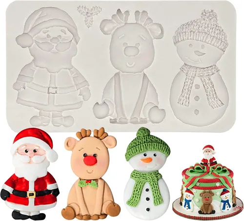 Miniatura 14 de Lujosos moldes grandes para fondant de campanas de Navidad, 3 piezas, hojas de acebo adornadas para decoración de pasteles, molde de silicona, P-115