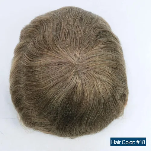 Miniatura 2 de HAPPY&CC Pelucas de cabello humano para hombre, pelucas de encaje mono con poliéster transparente alrededor de la pieza de cabello para hombres, #18