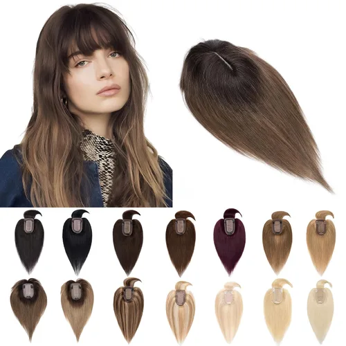 Miniatura 35 de SEGO Extensiones de pelo para mujeres con flequillo, cabello humano real, base de seda de 7 * 13 cm, 100% Remy, cabello humano con clip, piezas