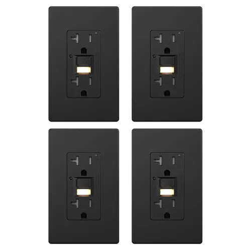 Miniatura 9 de AIDA Toma de corriente GFCI de 20 amperios, toma eléctrica de luz nocturna de autocomprobación, receptáculo resistente a manipulaciones con Blanco