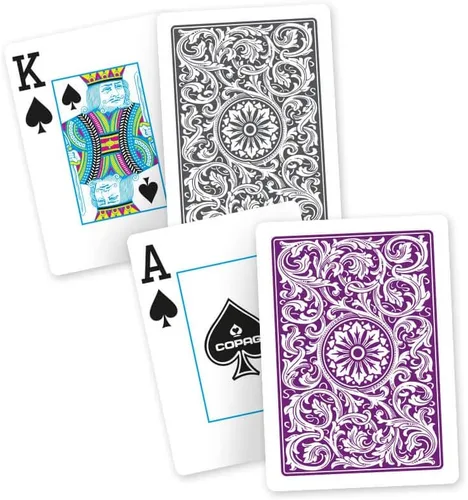 Miniatura 4 de Copag 1546 Diseño 100% Plástico Cartas de Juego, Tamaño Póker (Estándar) Índice Jumbo Color Púrpura/Gris (1 Juego)